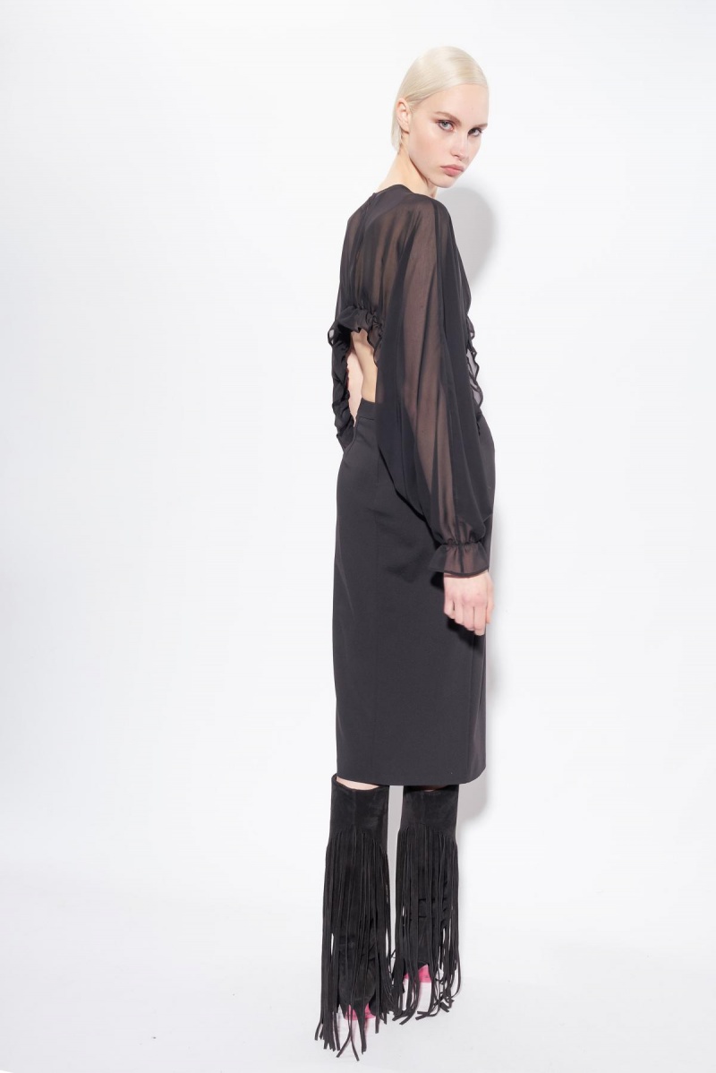LIMO BLACK Pinko Buttoned calf-length skirt | XMYBH58750