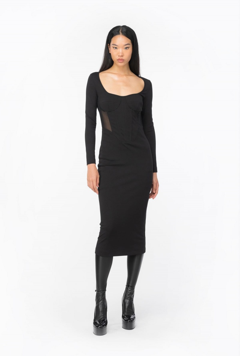 LIMO BLACK Pinko Calf-length bustier dress | UMYND97067