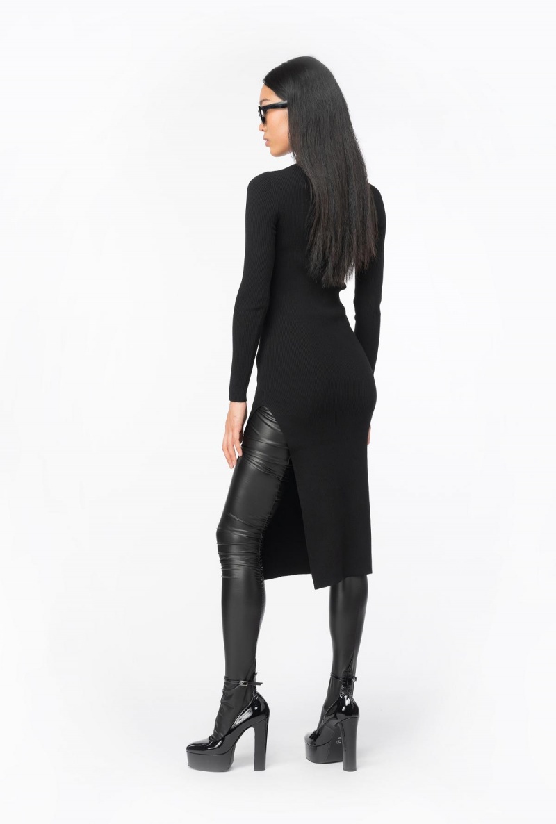 LIMO BLACK Pinko Calf-length dress with Love Birds buckles | FMYHY54265