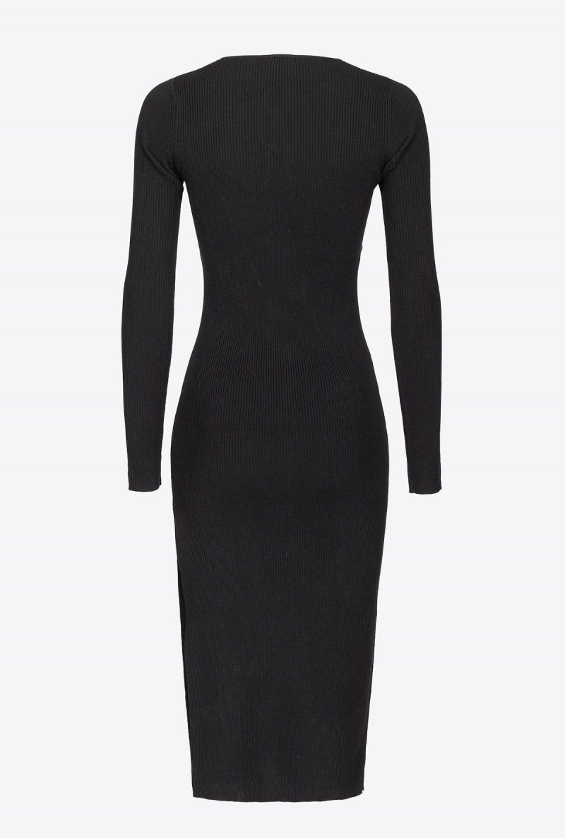 LIMO BLACK Pinko Calf-length dress with Love Birds buckles | FMYHY54265