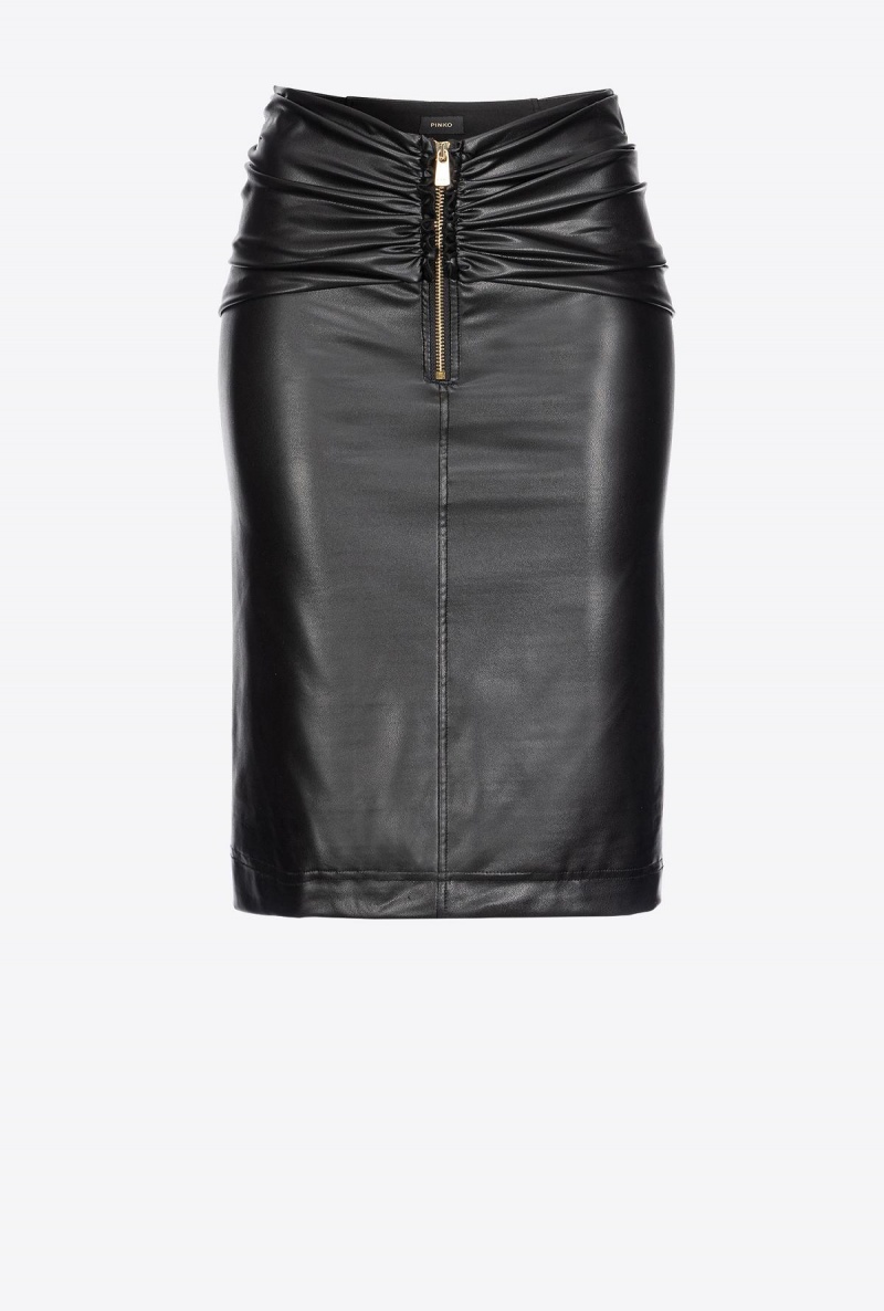LIMO BLACK Pinko Calf-length leather-effect skirt | MYZDE66295