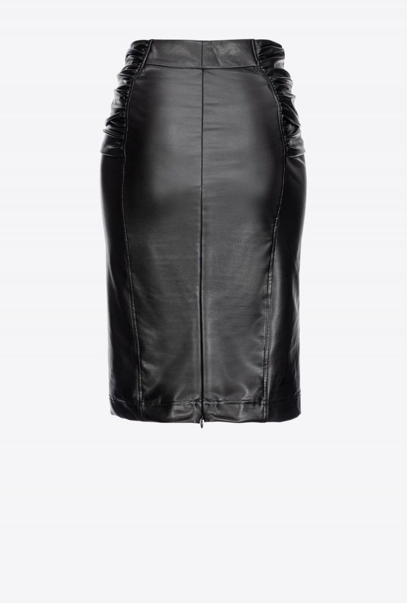 LIMO BLACK Pinko Calf-length leather-effect skirt | MYZDE66295