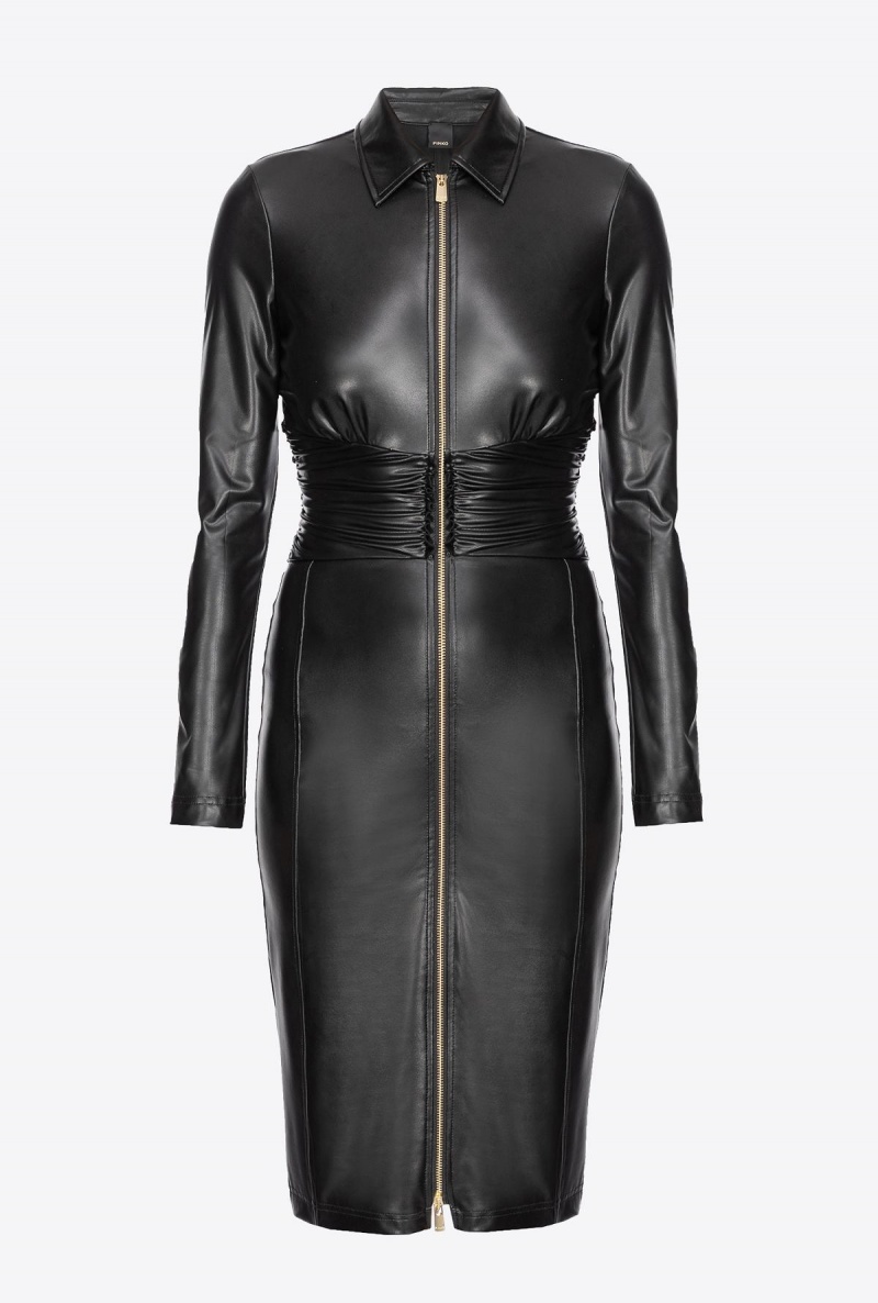 LIMO BLACK Pinko Calf-length leather-effect dress | BMYSO89446