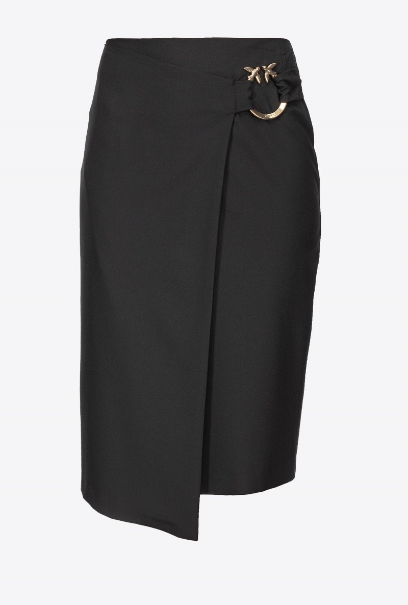 LIMO BLACK Pinko Calf-length skirt with piercing buckle | MYJZR72336