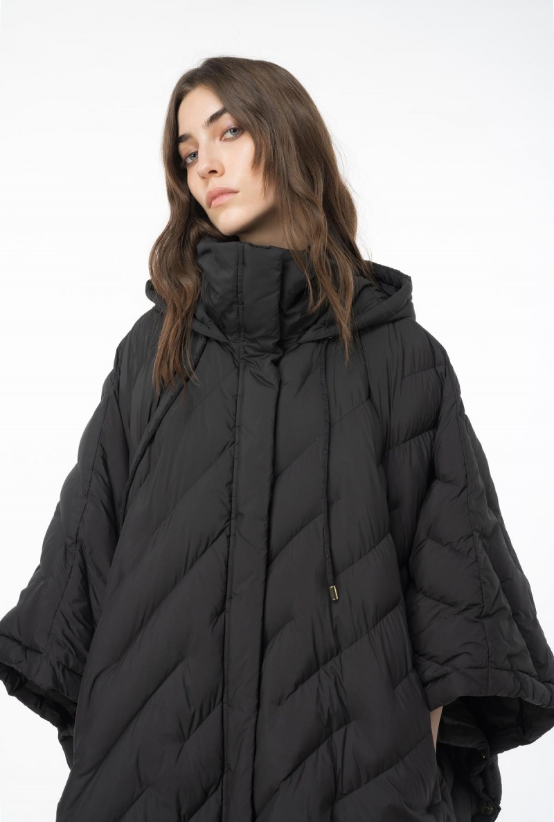 LIMO BLACK Pinko Cape-style technical canvas down jacket | MMYHR58217