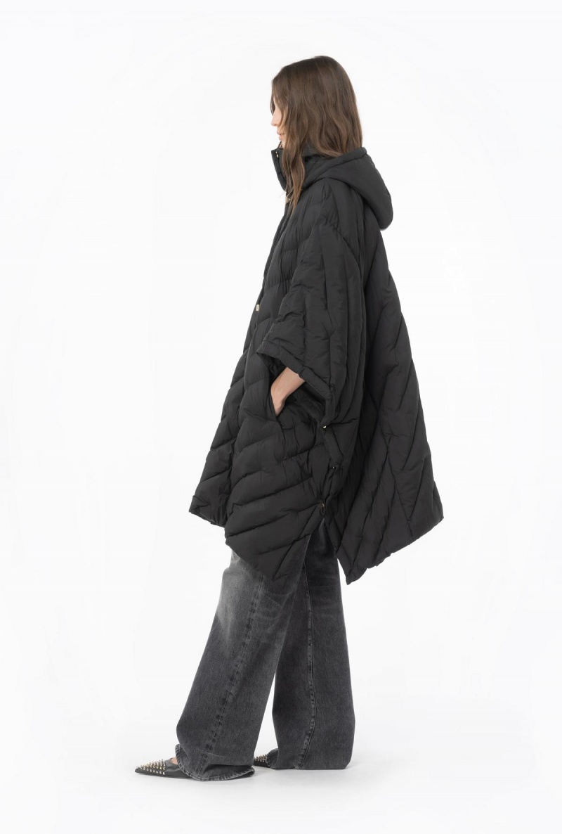LIMO BLACK Pinko Cape-style technical canvas down jacket | MMYHR58217