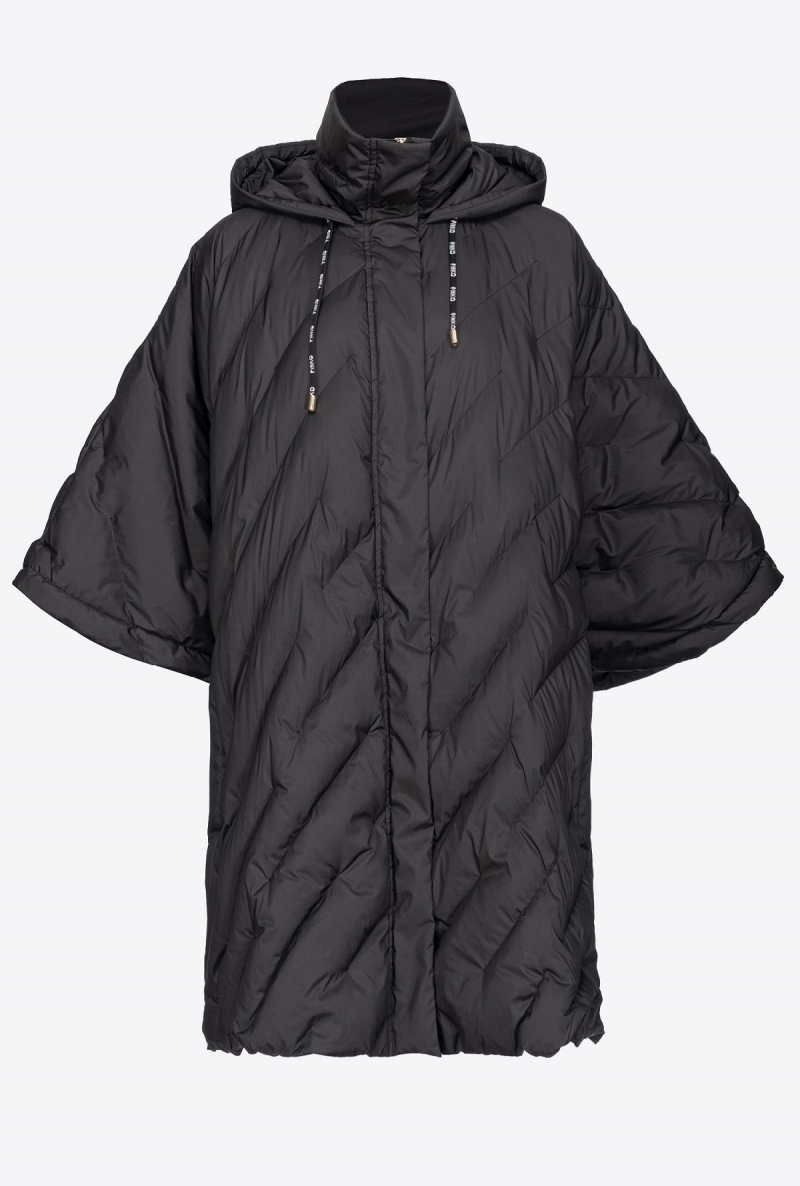 LIMO BLACK Pinko Cape-style technical canvas down jacket | MMYHR58217