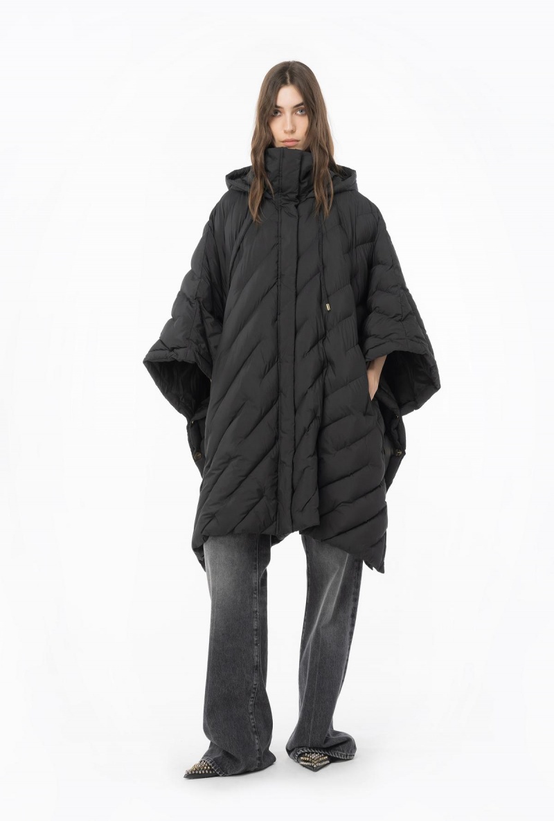 LIMO BLACK Pinko Cape-style technical canvas down jacket | MMYHR58217