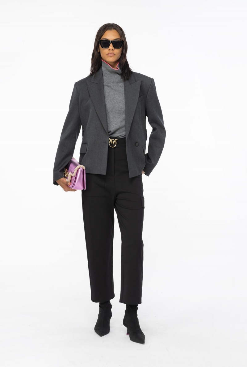LIMO BLACK Pinko Cargo trousers with Love Birds belt | MYICD59983