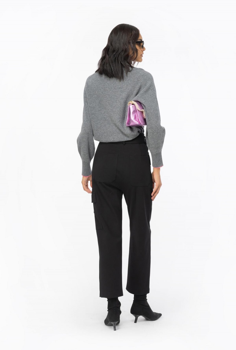 LIMO BLACK Pinko Cargo trousers with Love Birds belt | MYICD59983