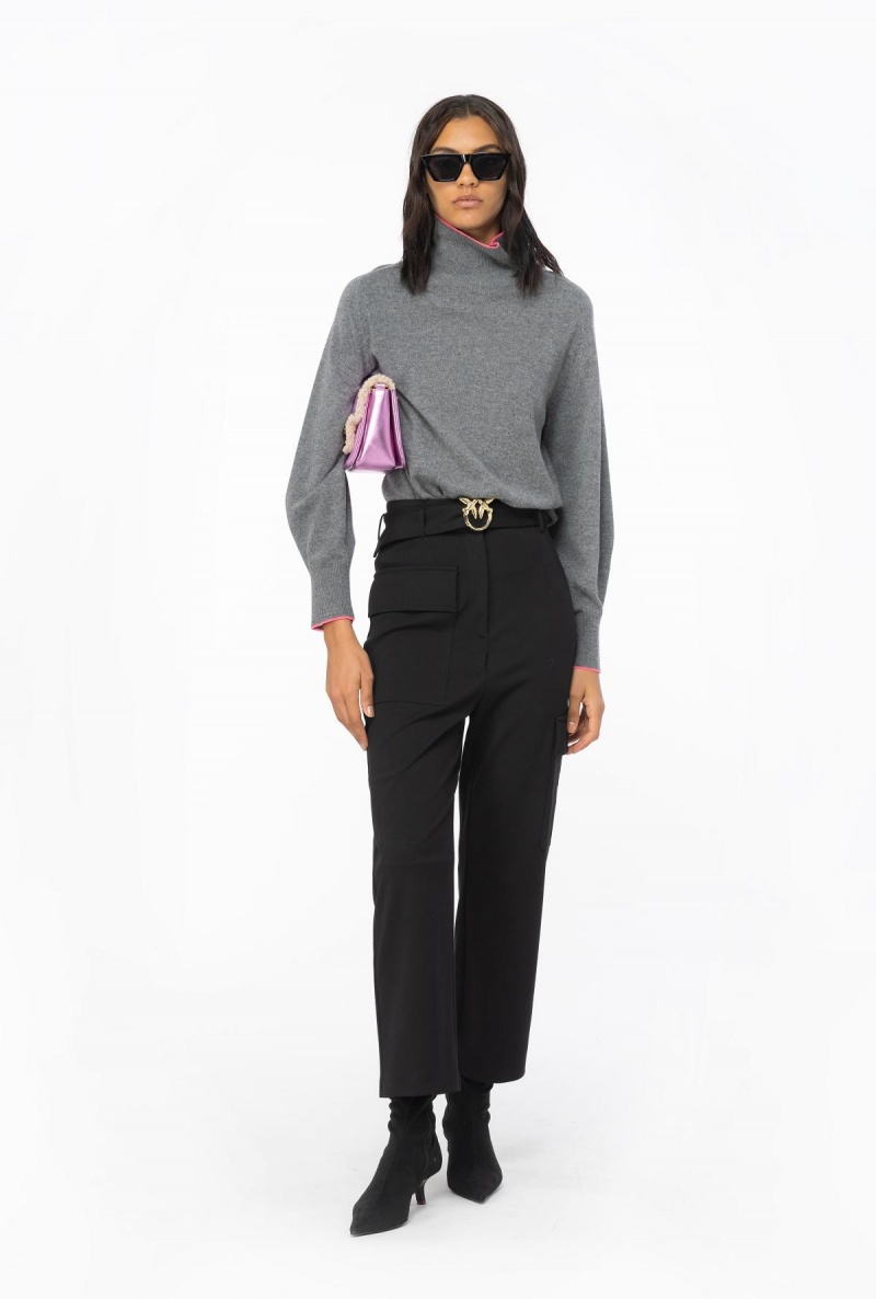 LIMO BLACK Pinko Cargo trousers with Love Birds belt | MYICD59983