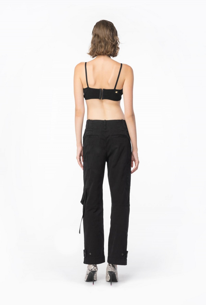 LIMO BLACK Pinko Cargo trousers with ribbon | TMYPQ37535