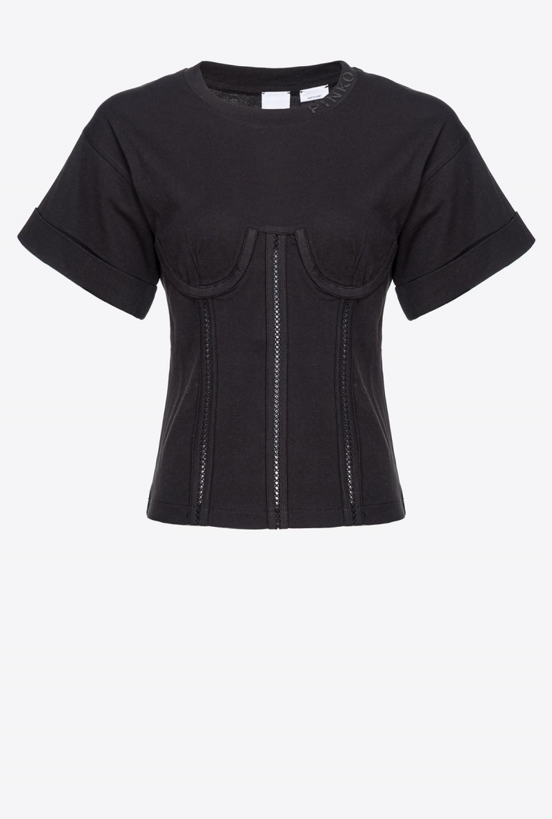 LIMO BLACK Pinko Corset-look T-shirt | GMYUC35783