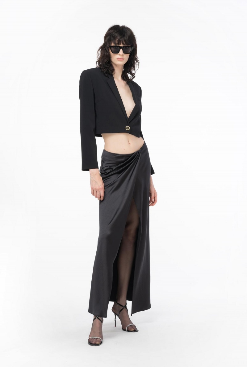 LIMO BLACK Pinko Crepe Spencer jacket | MYDYB45290