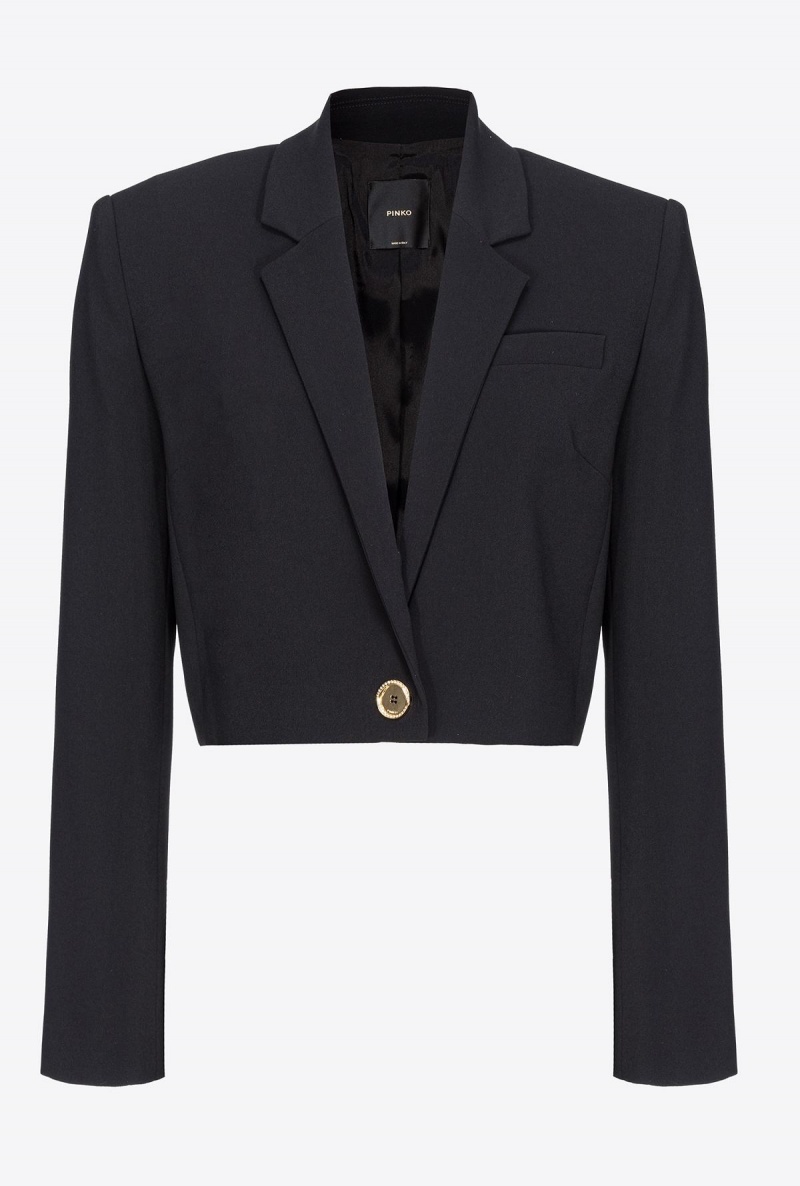 LIMO BLACK Pinko Crepe Spencer jacket | MYDYB45290