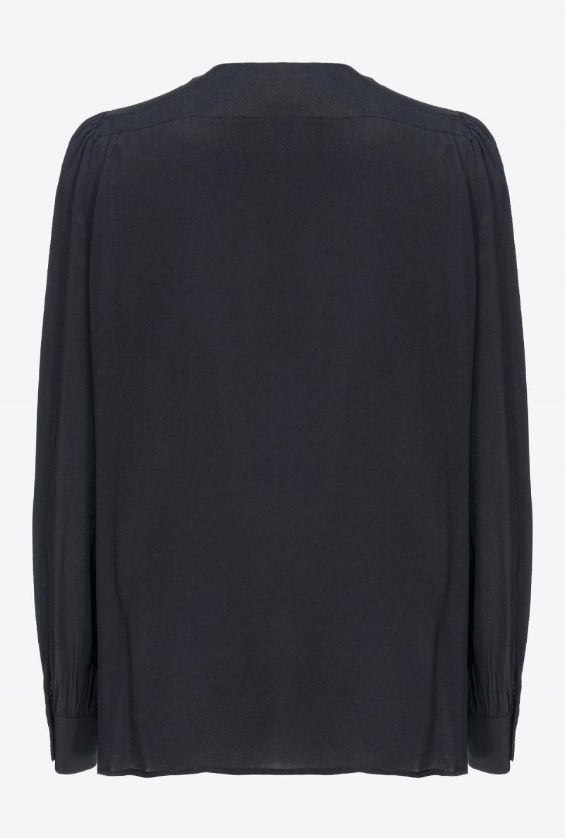 LIMO BLACK Pinko Crepe de Chine blouse with sash | XMYBH12988