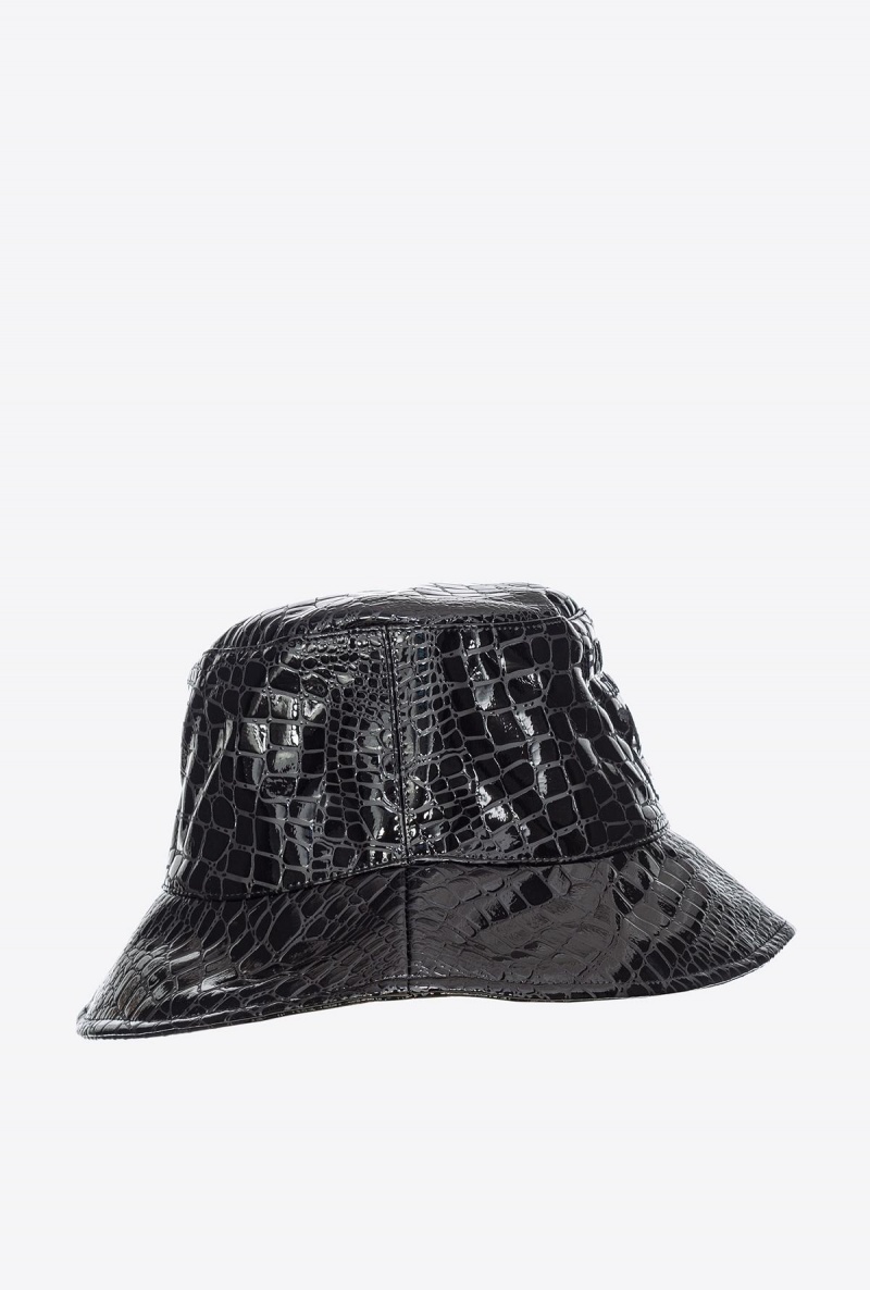 LIMO BLACK Pinko Croc print patent leather bucket hat | PMYQX29993