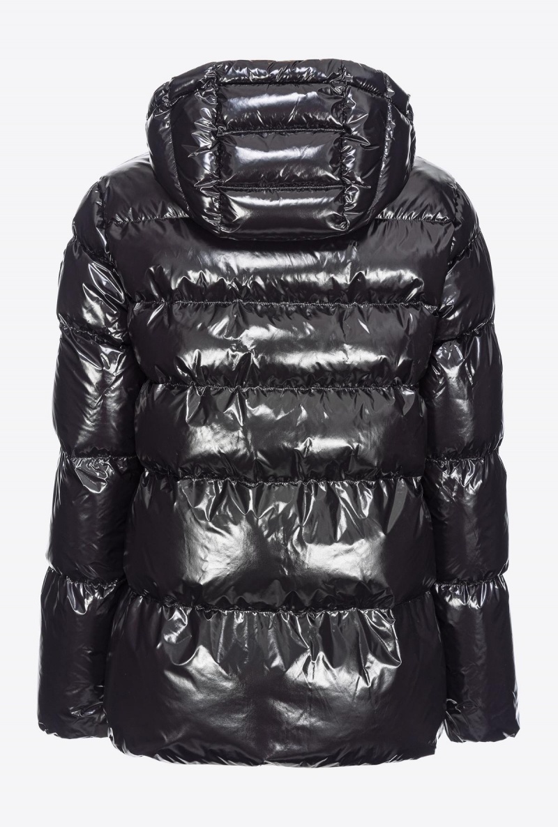 LIMO BLACK Pinko Crystal nylon pea jacket | MYQCS19090