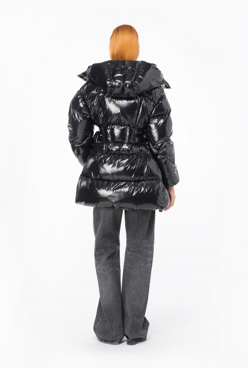 LIMO BLACK Pinko Crystal nylon pea jacket | EMYVG57401