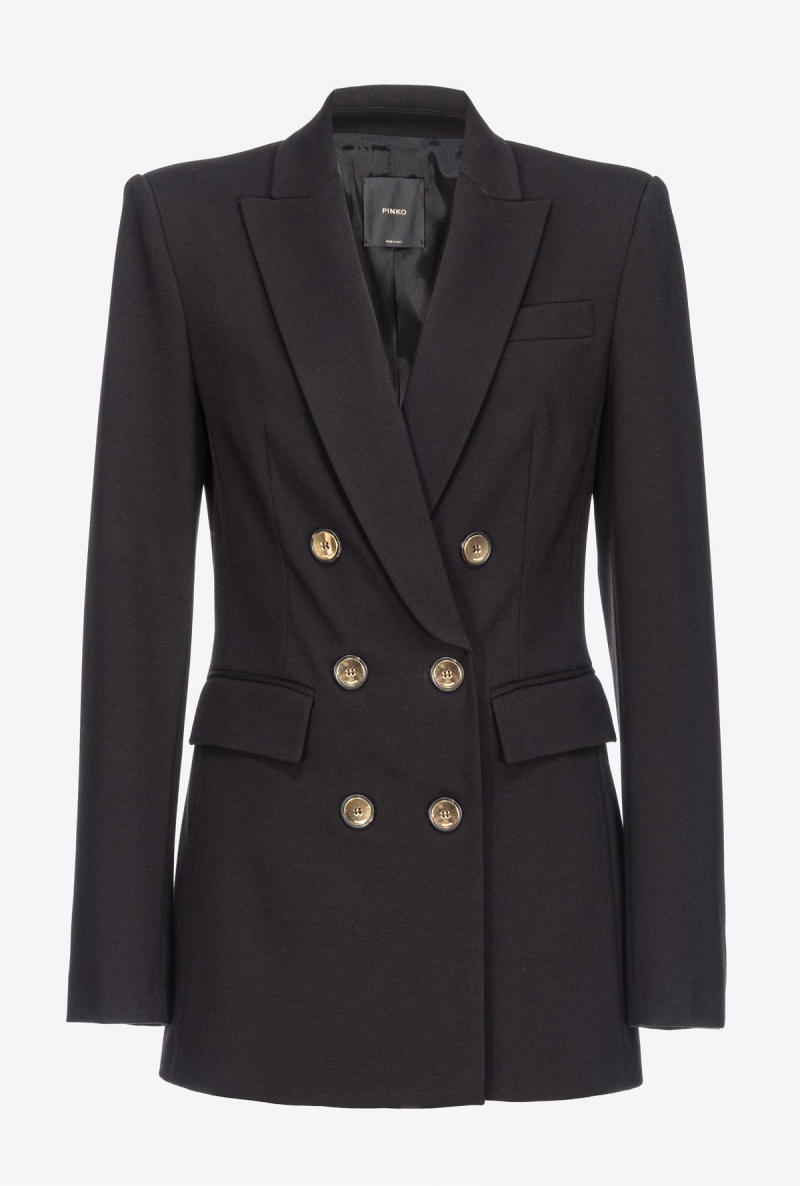 LIMO BLACK Pinko Double-breasted full Milano blazer | MMYFT76997