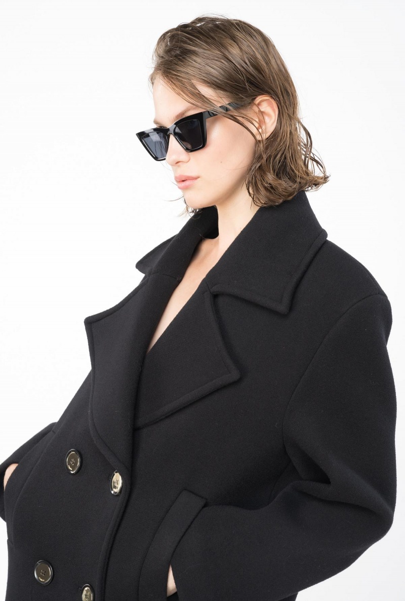 LIMO BLACK Pinko Double-breasted pea coat | MYQAV56863