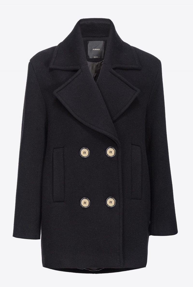 LIMO BLACK Pinko Double-breasted pea coat | MYQAV56863
