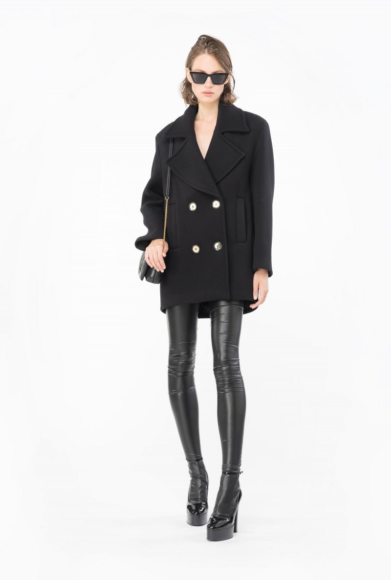 LIMO BLACK Pinko Double-breasted pea coat | MYQAV56863