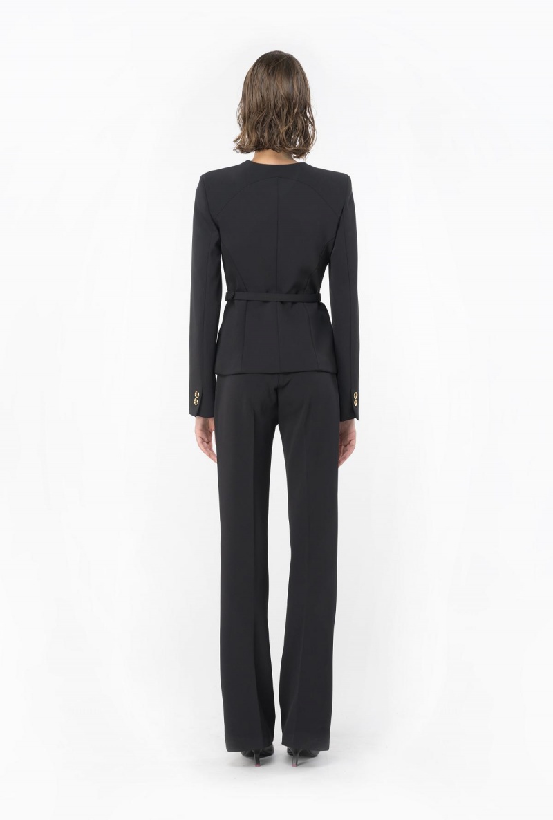 LIMO BLACK Pinko Elegant crepe blazer with belt | MYEGJ91608
