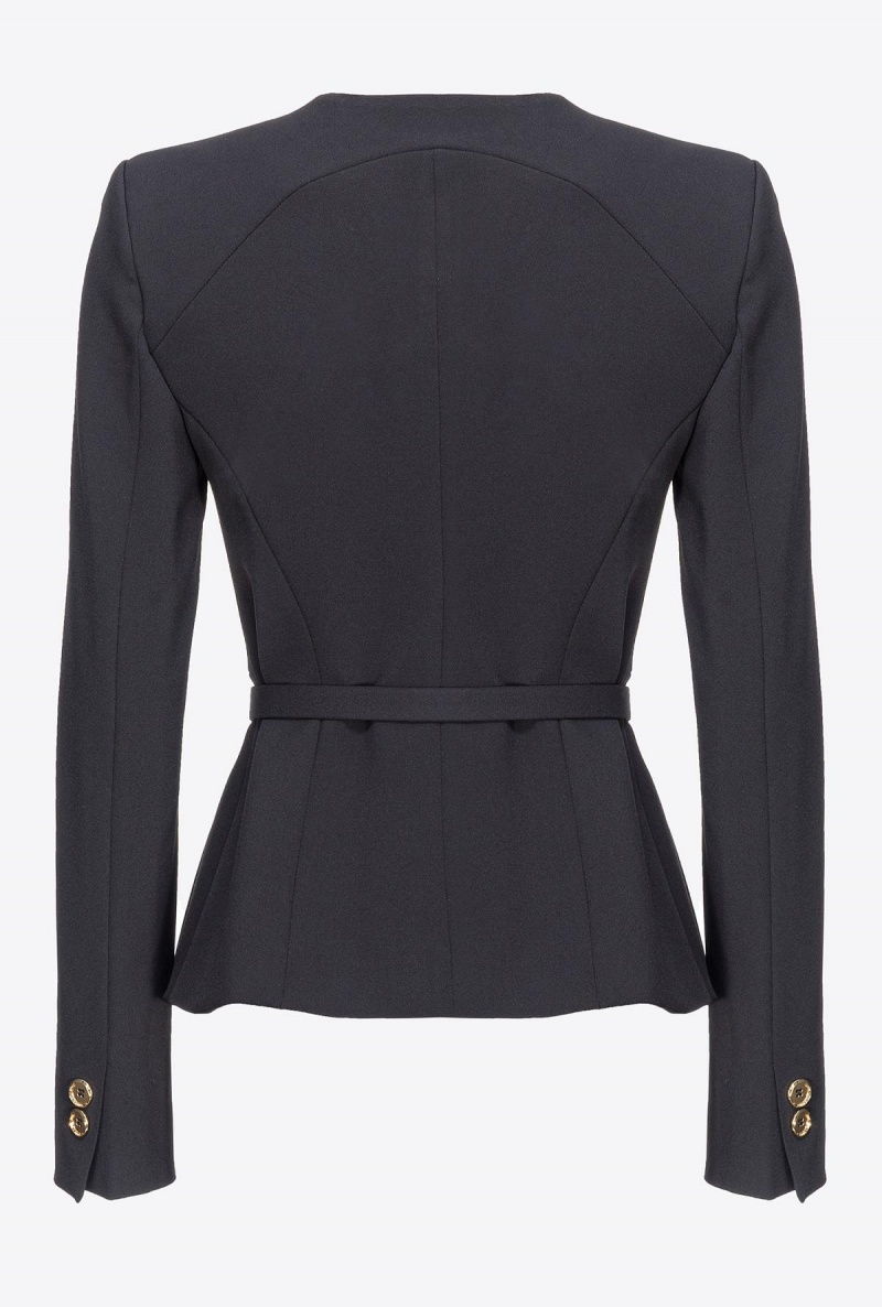 LIMO BLACK Pinko Elegant crepe blazer with belt | MYEGJ91608