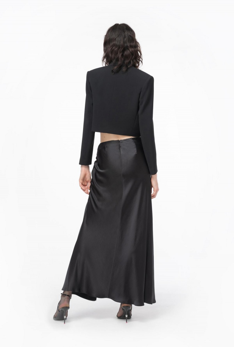 LIMO BLACK Pinko Elegant hammered satin skirt | PMYQX46623
