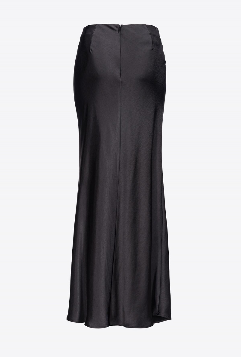 LIMO BLACK Pinko Elegant hammered satin skirt | PMYQX46623