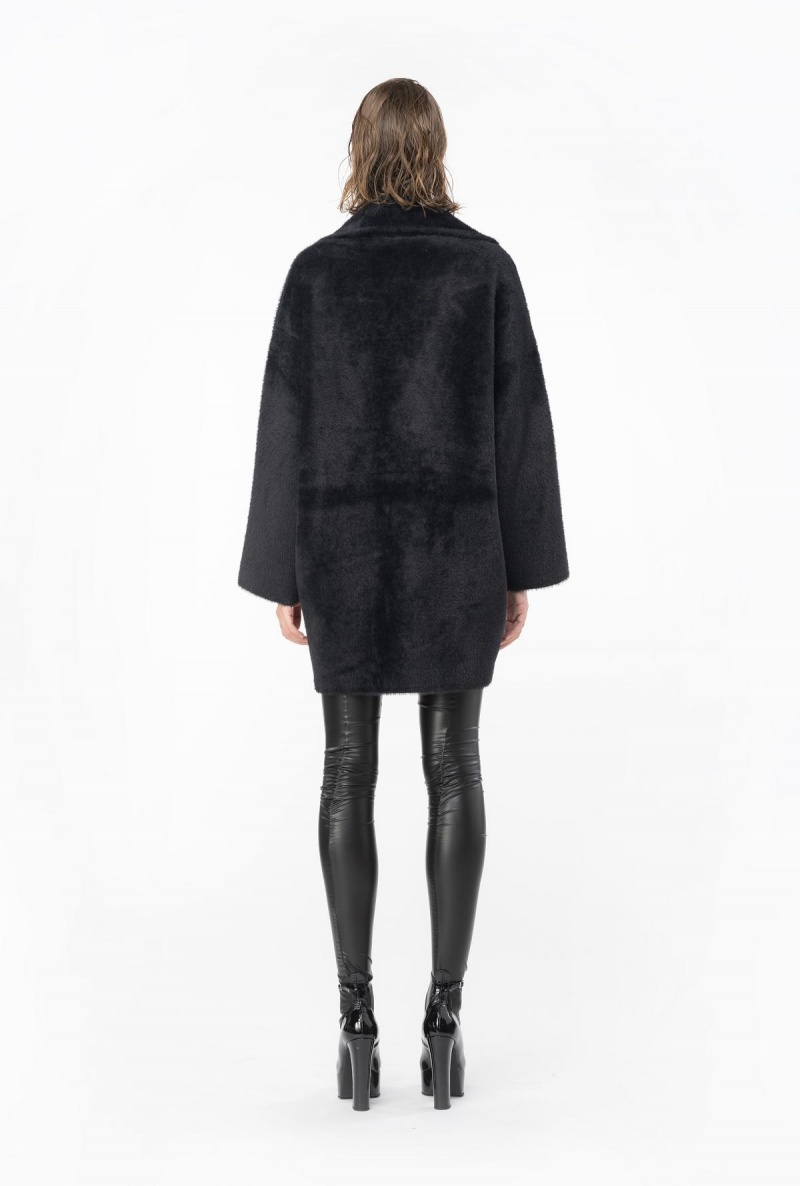 LIMO BLACK Pinko Faux fur cocoon coat | SMYVO60454