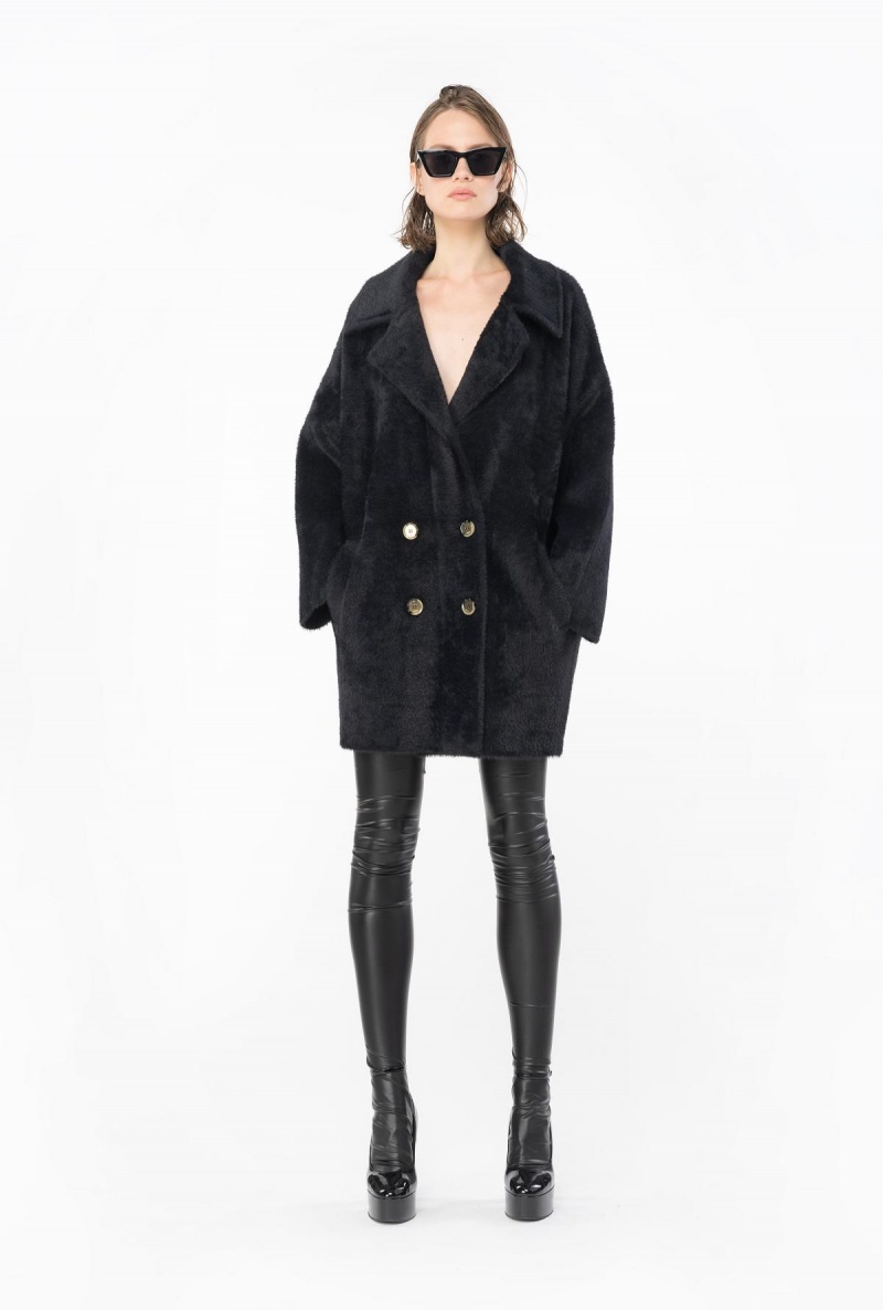 LIMO BLACK Pinko Faux fur cocoon coat | SMYVO60454