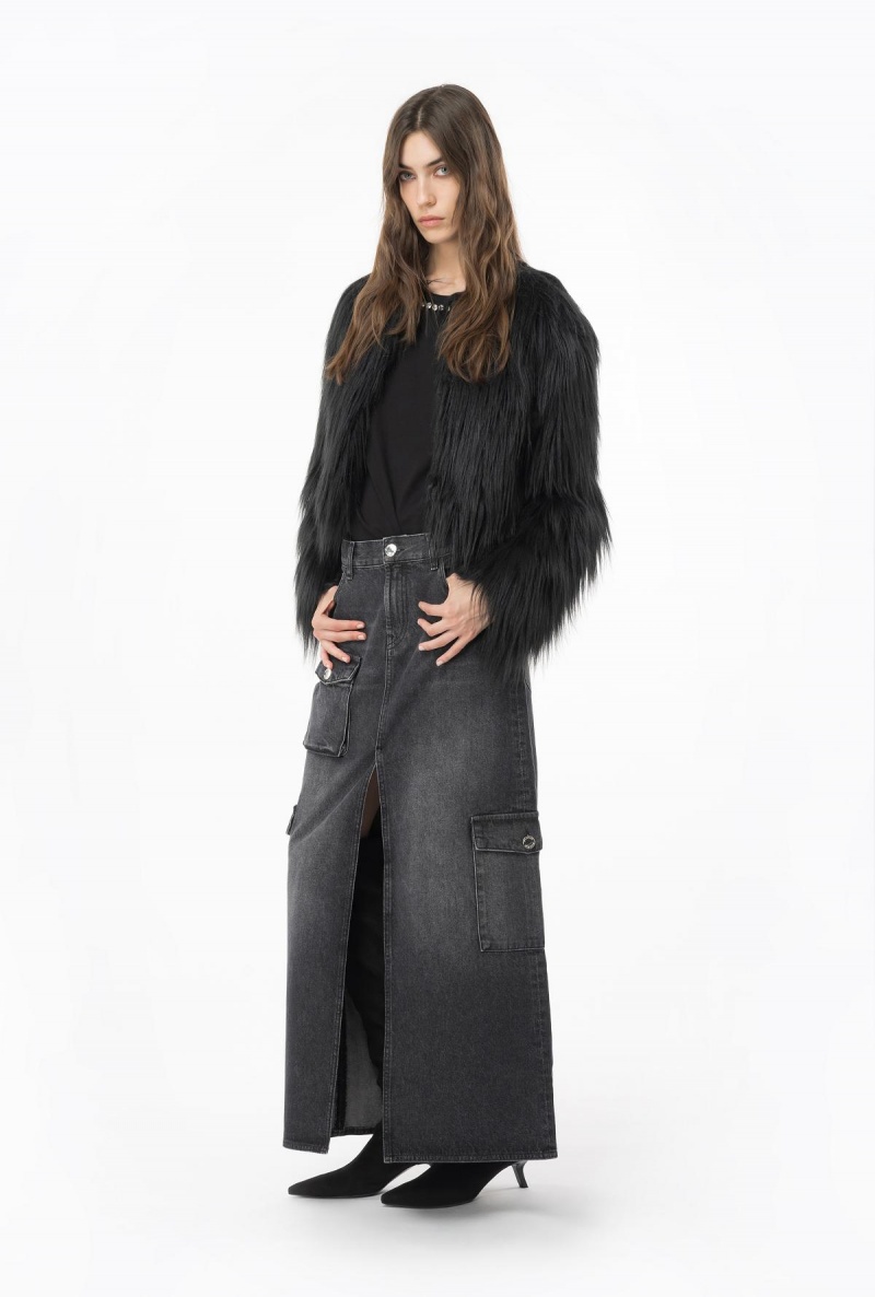 LIMO BLACK Pinko Faux fur jacket | MYNZX14999