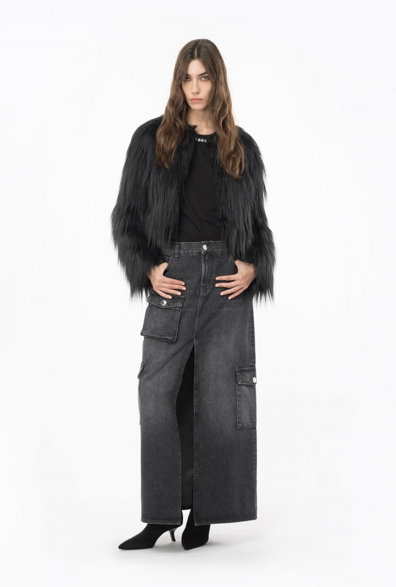 LIMO BLACK Pinko Faux fur jacket | MYNZX14999