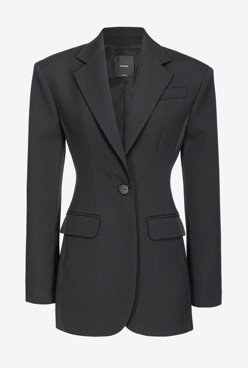 LIMO BLACK Pinko Feminine twill and satin blazer | MYCIF90338