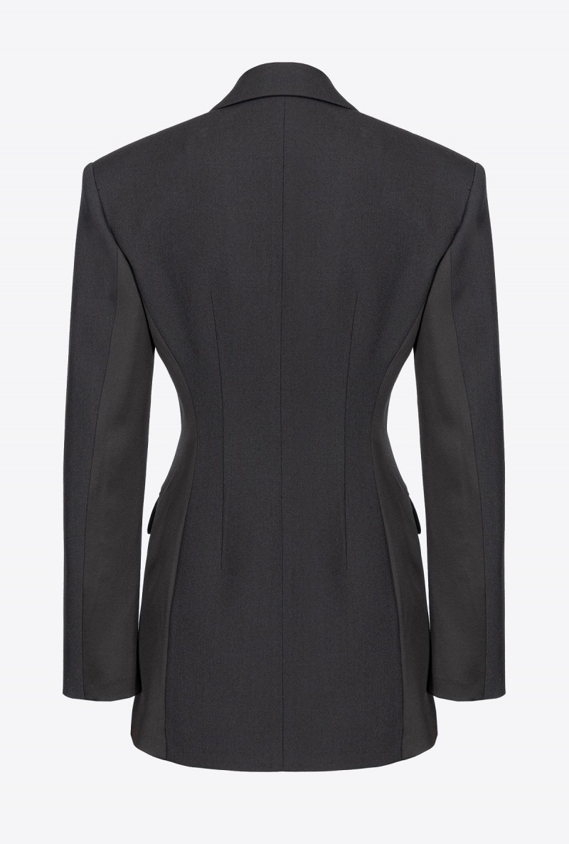 LIMO BLACK Pinko Feminine twill and satin blazer | MYCIF90338