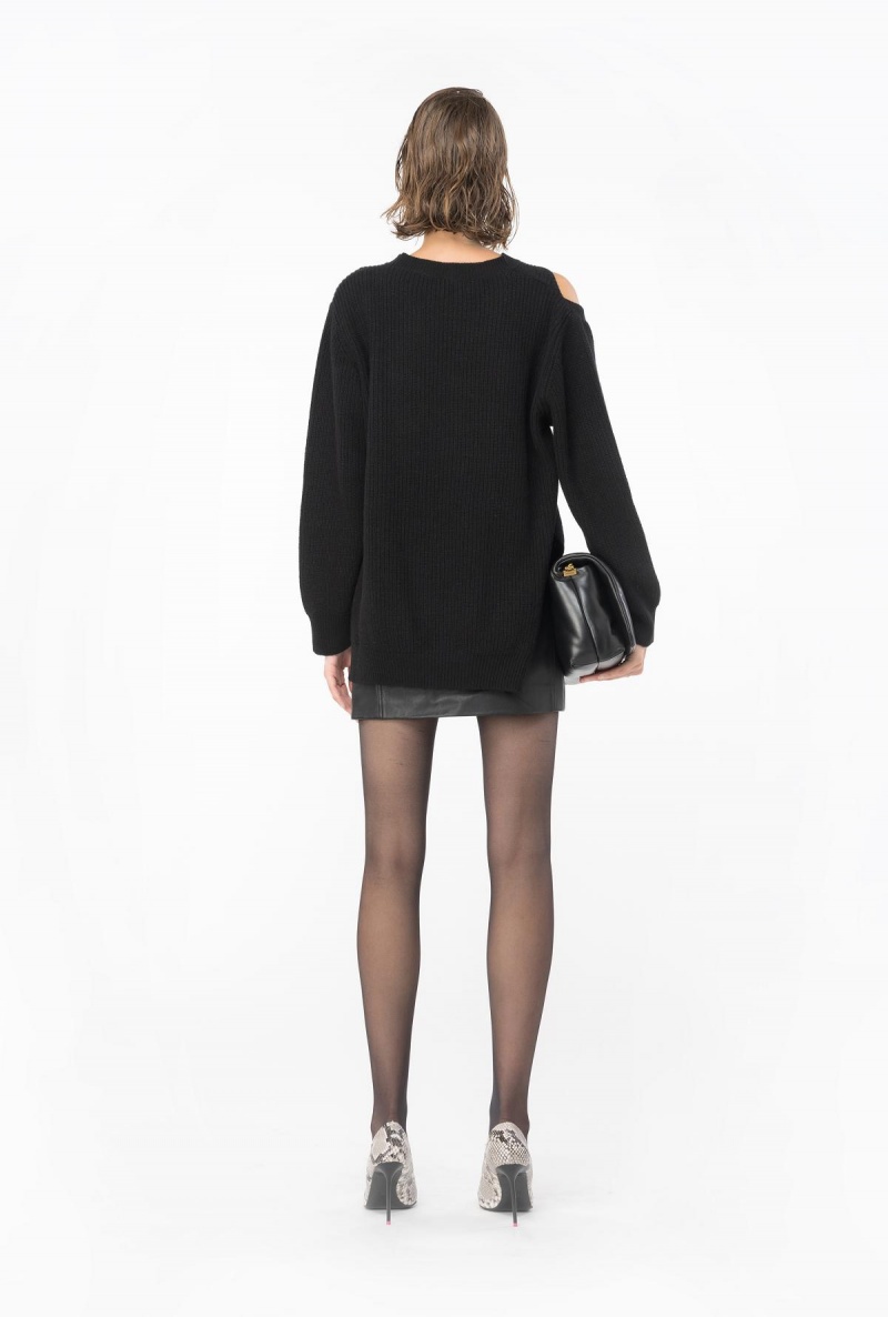 LIMO BLACK Pinko Fisherman’s rib-knit cashmere-blend pullover | ZMYNQ43081