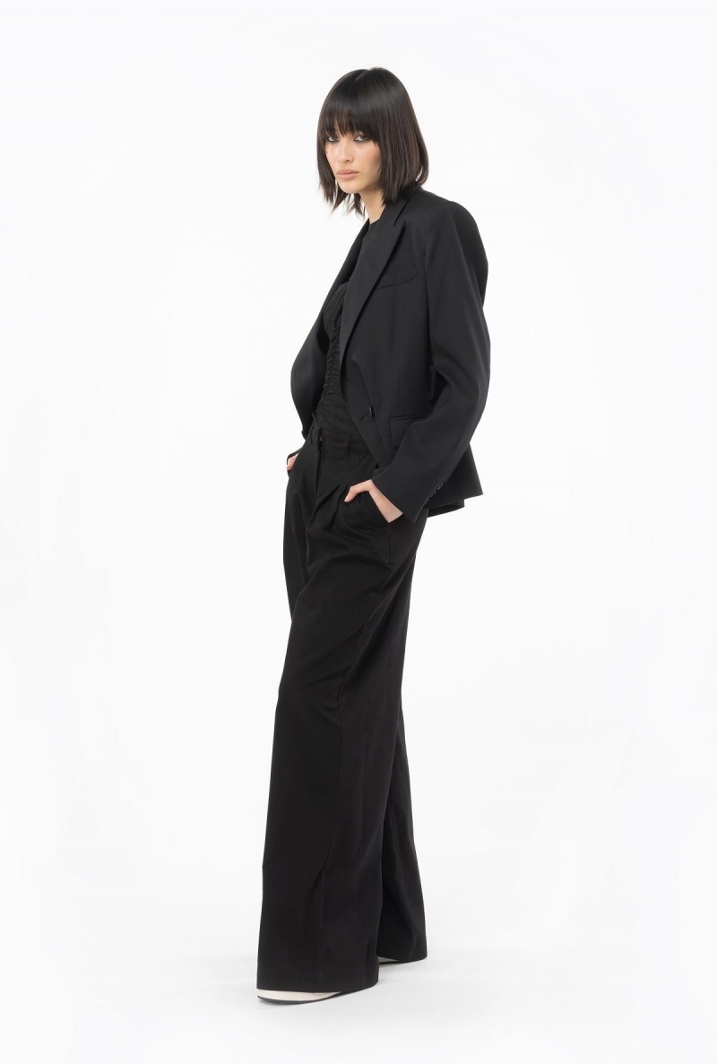 LIMO BLACK Pinko Flannel blazer with belt | MYDFL59860