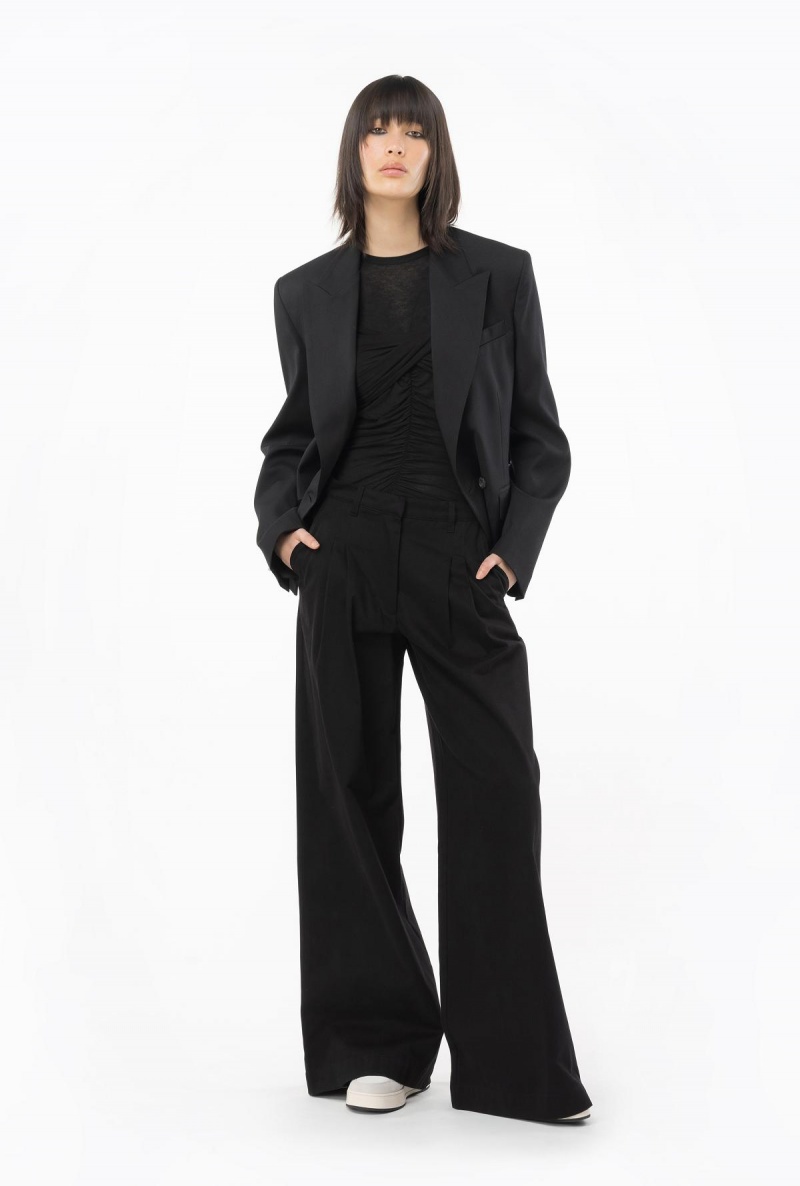 LIMO BLACK Pinko Flannel blazer with belt | MYDFL59860