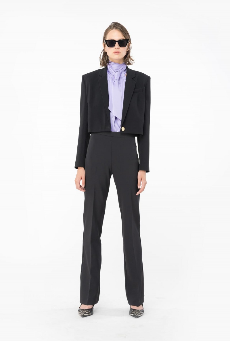 LIMO BLACK Pinko Flared crepe trousers | MYEAH38629