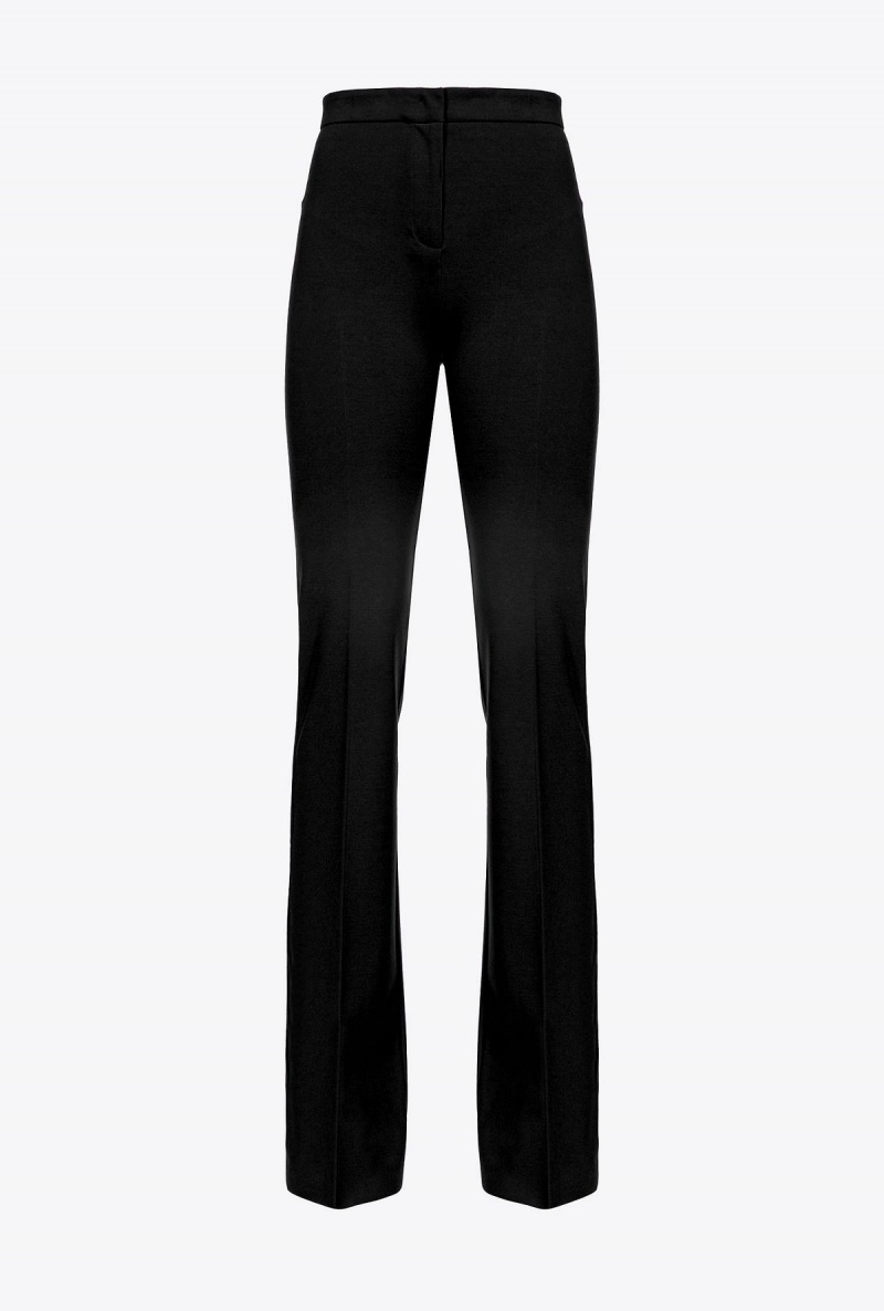 LIMO BLACK Pinko Flared flowing neoprene trousers | MYJBT57225