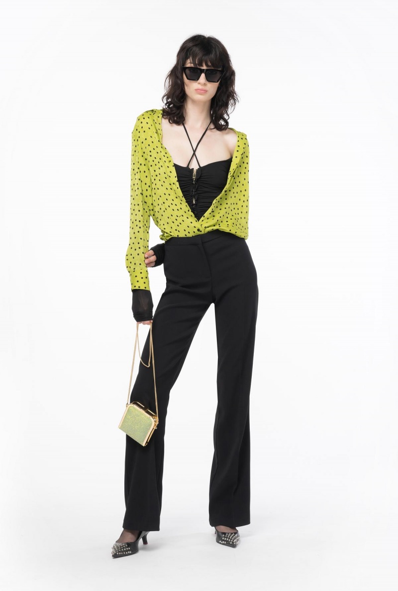 LIMO BLACK Pinko Flared full Milano trousers | MYXBR31217