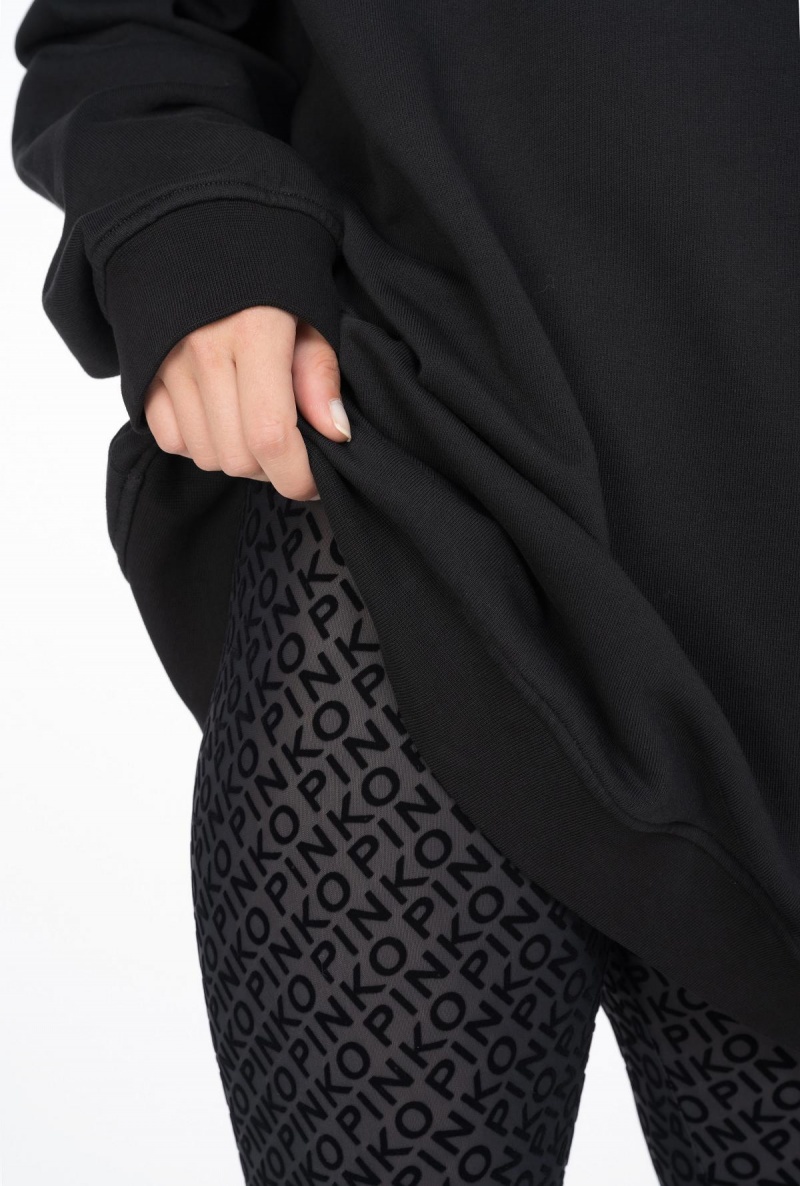 LIMO BLACK Pinko Flocked-logo leggings | MYQAV75377