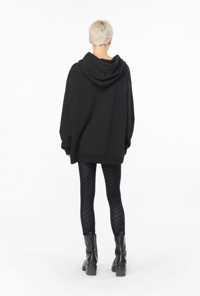 LIMO BLACK Pinko Flocked-logo leggings | MYQAV75377