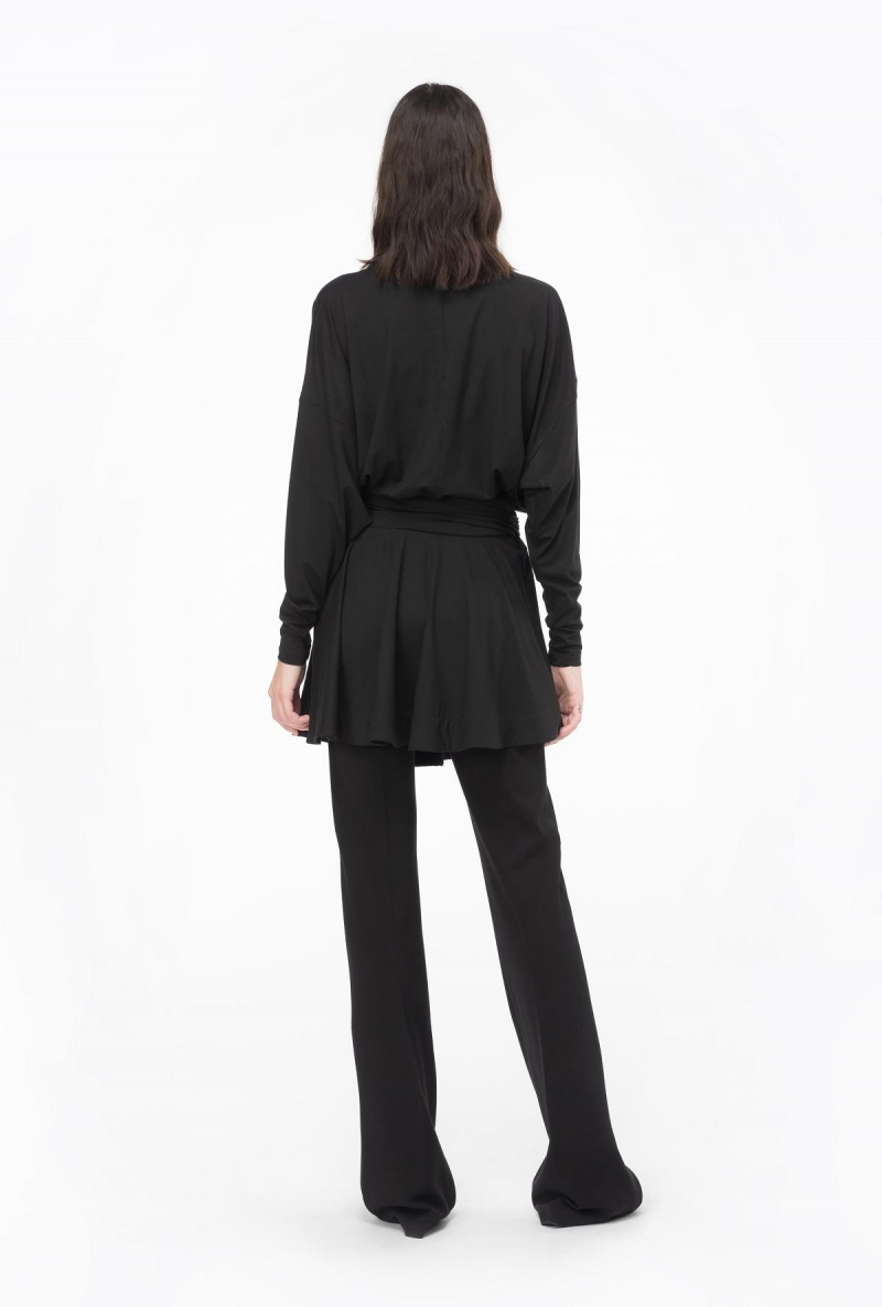 LIMO BLACK Pinko Flowing jersey turtleneck mini dress | MYXMI75325