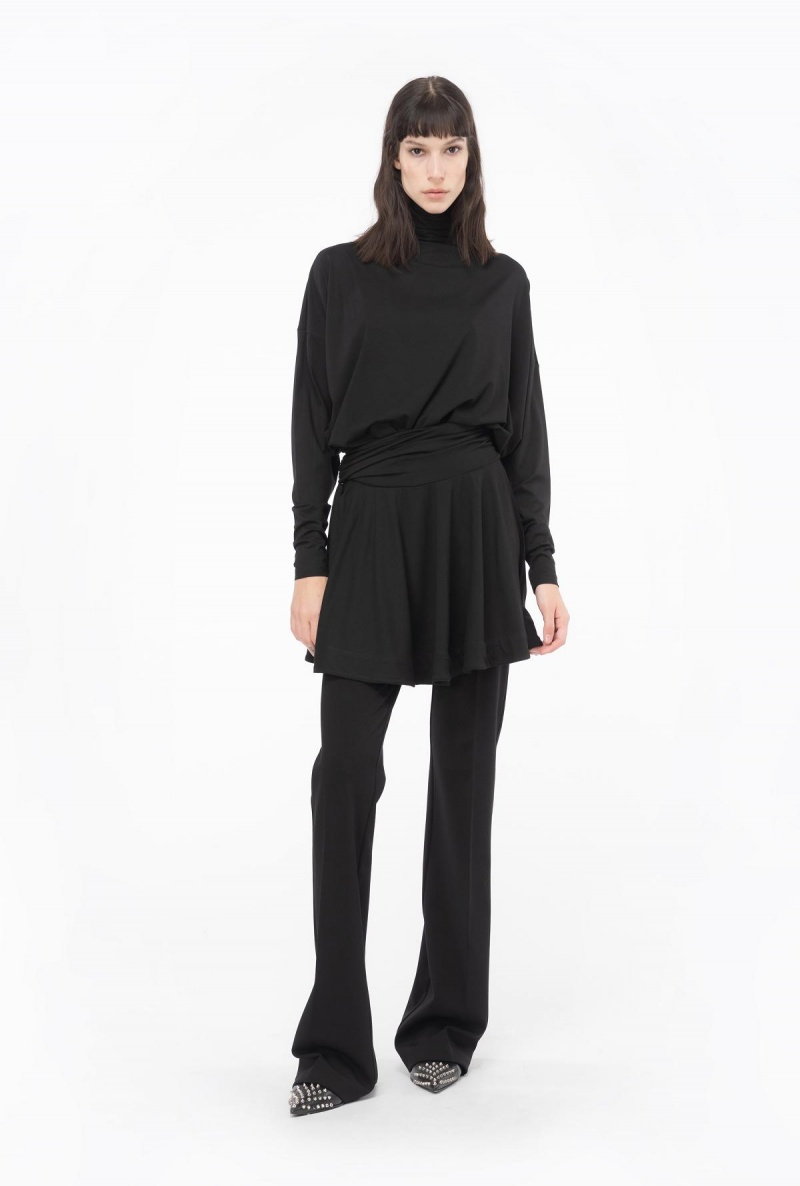 LIMO BLACK Pinko Flowing jersey turtleneck mini dress | MYXMI75325