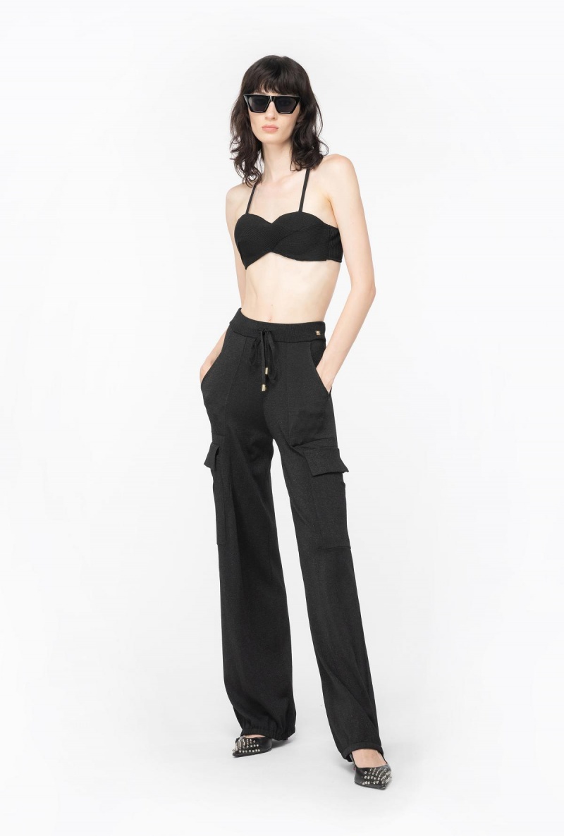 LIMO BLACK Pinko Flowing light lurex cargo trousers | YMYGT10468