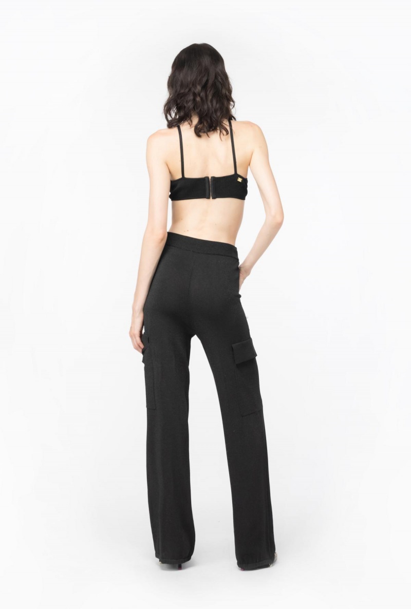 LIMO BLACK Pinko Flowing light lurex cargo trousers | YMYGT10468