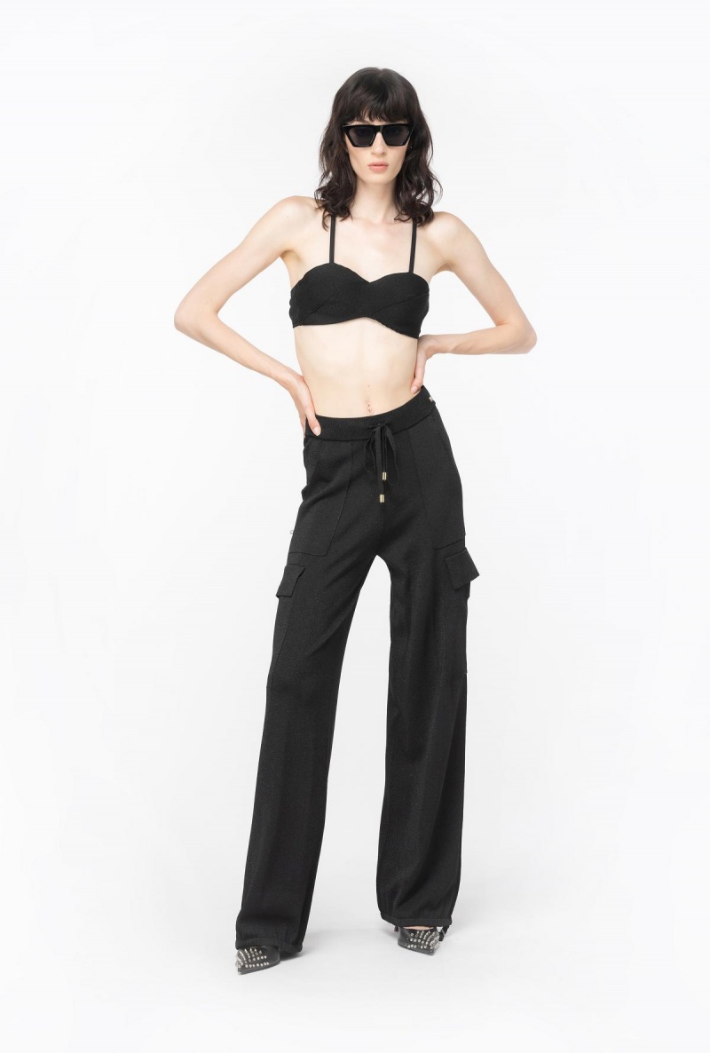 LIMO BLACK Pinko Flowing light lurex cargo trousers | YMYGT10468